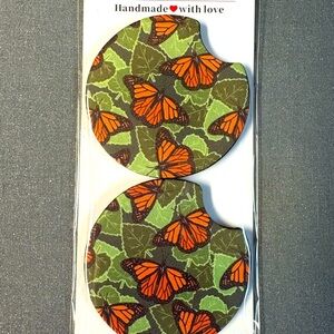 Sublimated neoprene Butterfly Car Coasters